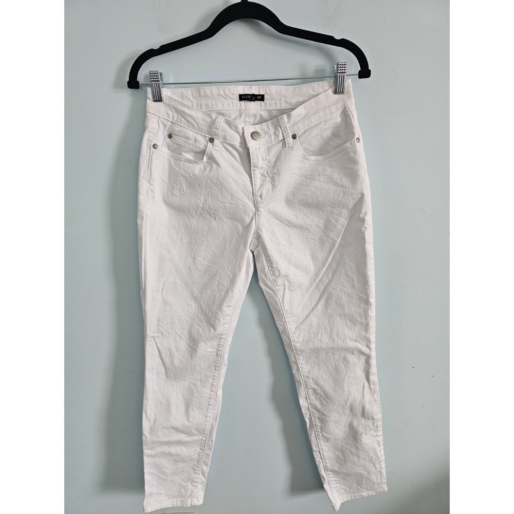 Eileen Fisher Organic Cotton Stretch Straight Leg‎ Jeans White Women's Size 4 - Picture 2 of 5